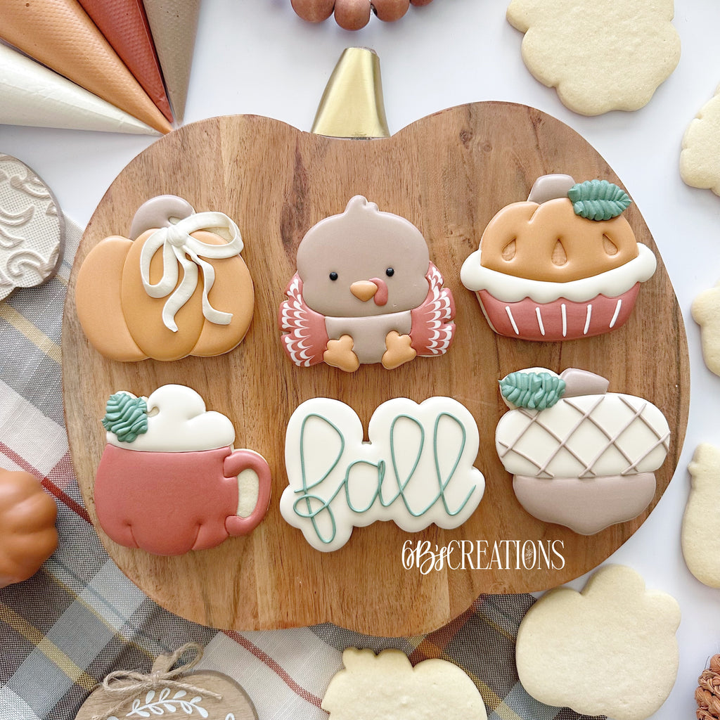 Give Thanks - Stencils (5 pack - pumpkin with bow, pumpkin no bow, mug, turkey, pie)