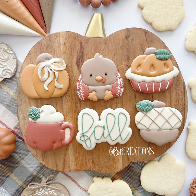 Give Thanks - Stencils (5 pack - pumpkin with bow, pumpkin no bow, mug, turkey, pie)