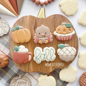 Give Thanks - Stencils (5 pack - pumpkin with bow, pumpkin no bow, mug, turkey, pie)