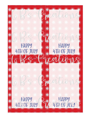 4th of July (Happy 4th of July) Printable Cookie Card