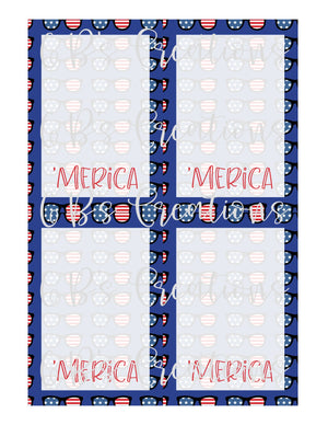 4th of July ('Merica) Printable Cookie Card