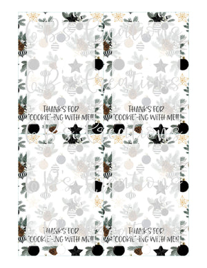 Thank you for "cookie"-ing with me Printable Tag - Black and White Christmas
