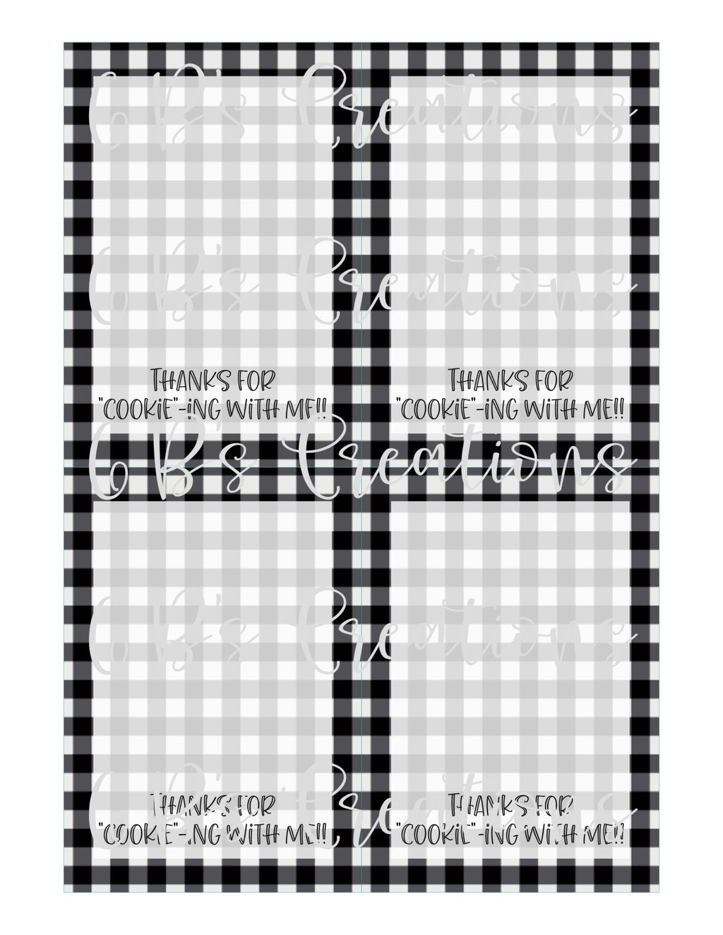 Thank you for "cookie"-ing with me Printable Tag - Black and White Gingham