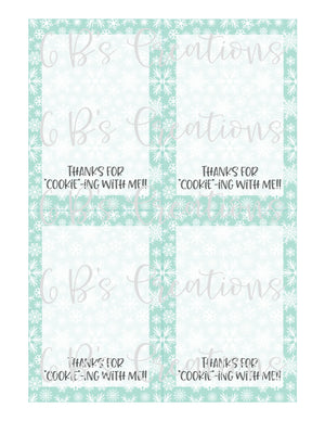Thank you for "cookie"-ing with me Printable Tag - Blue Snowflake