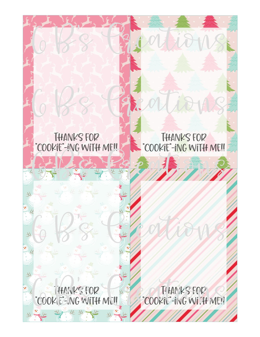 Thank you for "cookie"-ing with me Printable Tag - Color Assorted Christmas