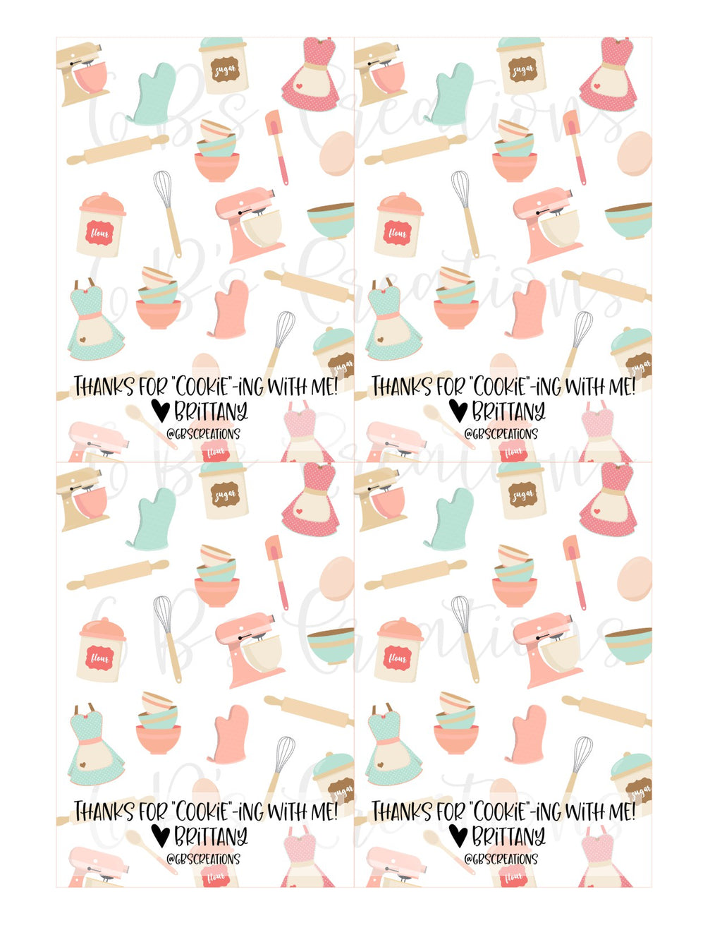 Thank you for "cookie"-ing with me Printable Tag - Custom