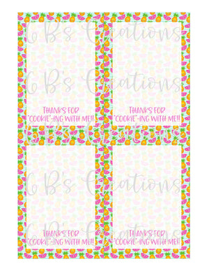 Thank you for "cookie"-ing with me Printable Tag - Pineapple and Watermelon