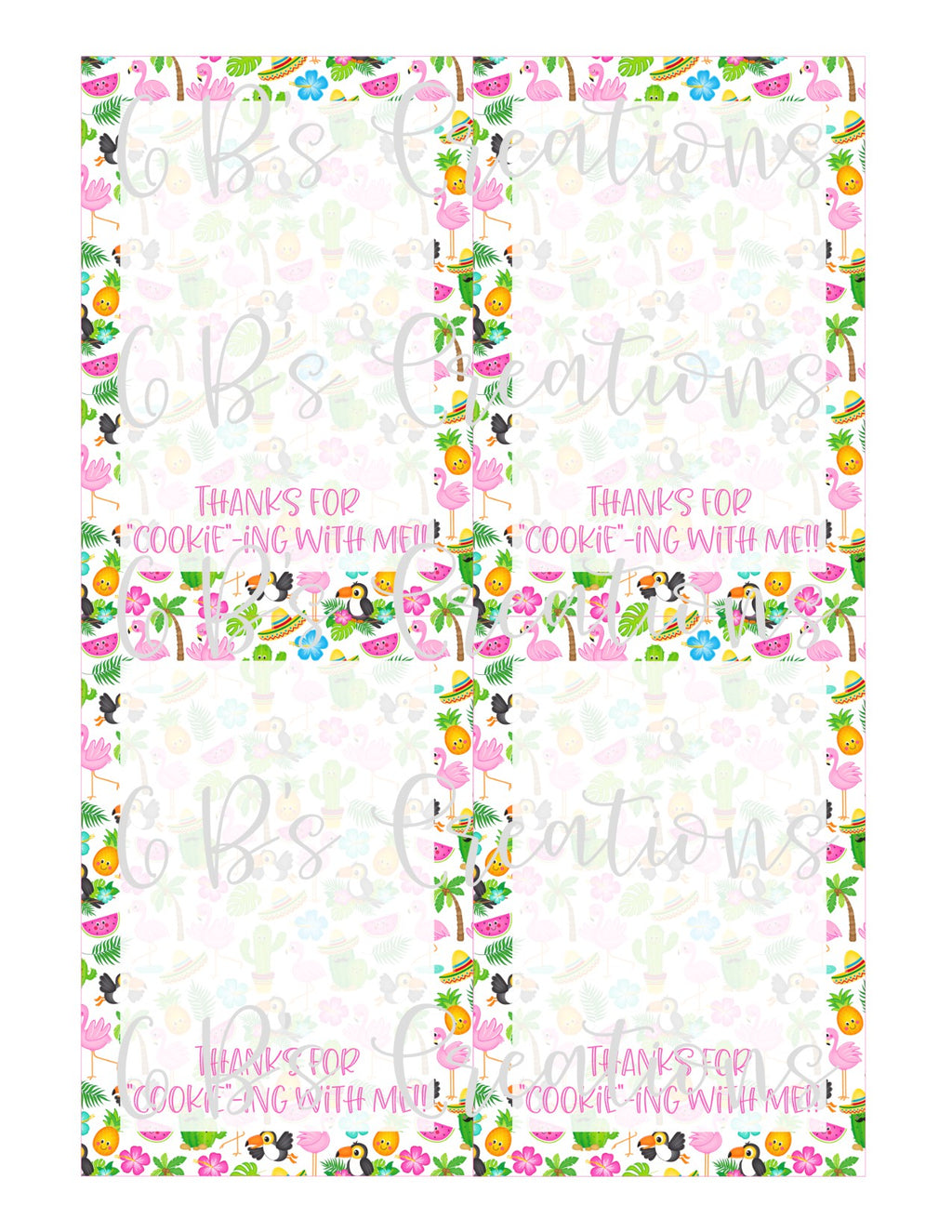 Thank you for "cookie"-ing with me Printable Tag - Summer Variety