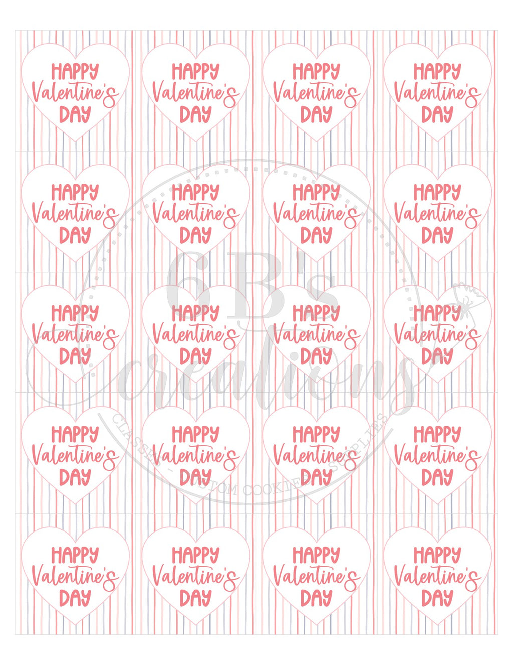 Happy Valentine's Day Stripe Tags