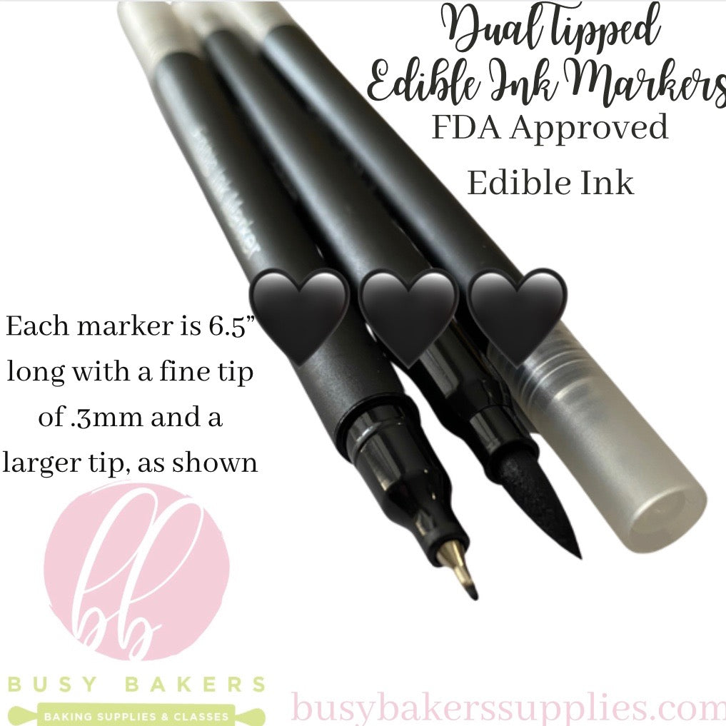 Edible Pens Edible Markers With Double Ended Nibs For Decorating Fondants Cakes Cookies Frosting 2 Pieces Black Color Box