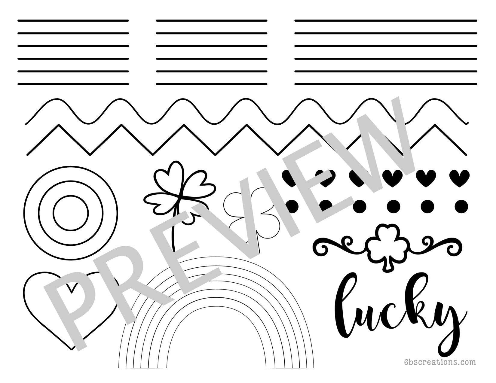 st-patrick-s-day-piping-practice-full-sheet-6-b-s-creations for Free Printable Piping Practice Sheets St. Patrick's Day Piping Practice Full Sheet – 6 B's Creations for Free Printable Piping Practice Sheets